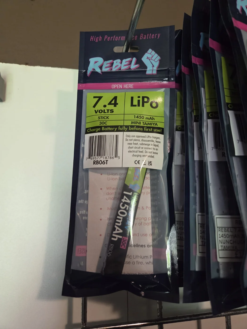 Rebel Single Stick 7.4v Lipo Mini Tamiya Battery